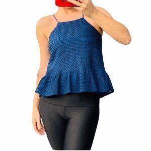 Wayf Chrochet Boho Lace Pendulum Peplum Ruffle Eyelet Crop Top